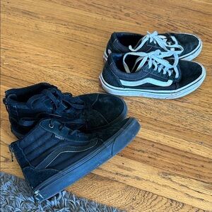 Vans Kids Black Sneakers High Top and Low Top Bundle Size 1 Boys
